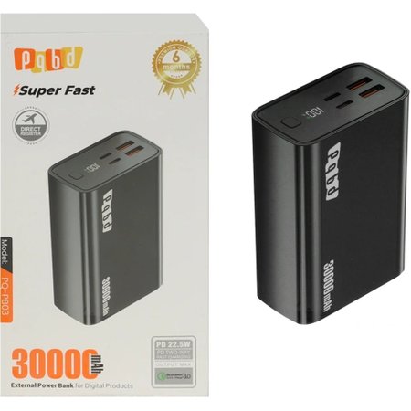 پاوربانک pqbd مدل PQ-PB03 ظرفیت 30000 میلیآمپر ساعت