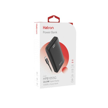 پاوربانک هترون مدل HPB1055G ظرفیت 10000 میلی‌آمپر ساعت