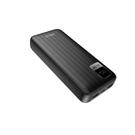 پاوربانک هترون مدل HPB2050 با ظرفیت 20000 میلیآمپر ساعت، دو پورت USB-A، یک پورت TYPE-C، صفحه نمایش LCD و کابل 65 وات بومی