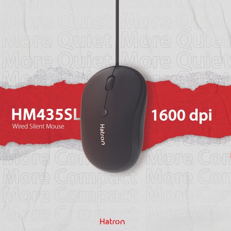 ماوس باسیم هترون مدل HM435SL مشکی بیصدا با ابعاد جمعوجور