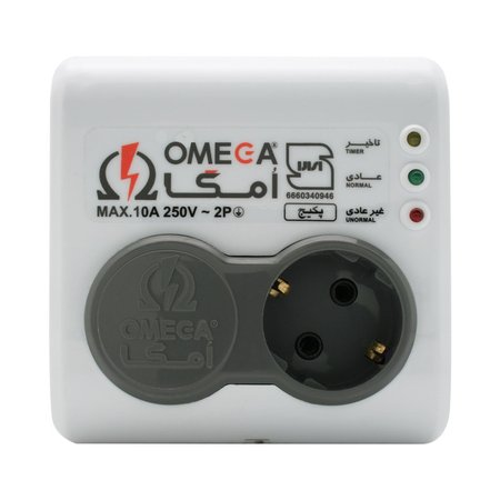 محافظ ولتاژ پکیج 2 خانه امگا مدل P1100 با دوشاخه ارتدار و نشانگرهای LED