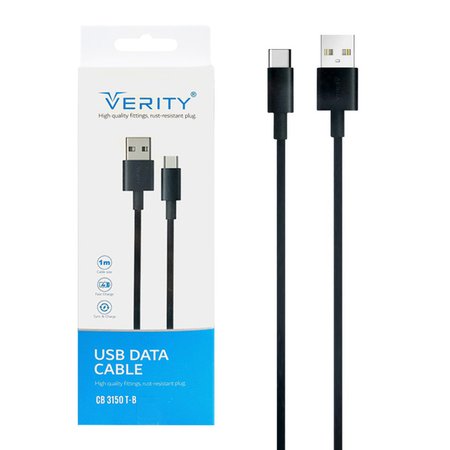 کابل تبدیل USB به USB-C وریتی مدل CB 3150T-B با طول 1 متر و بدنه TPE