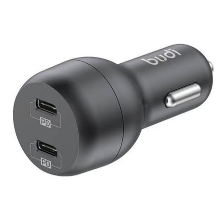 شارژر فندکی 20 وات دو پورت بودی مدل CC108RTLB به همراه کابل تبدیل USB-C به لایتنینگ