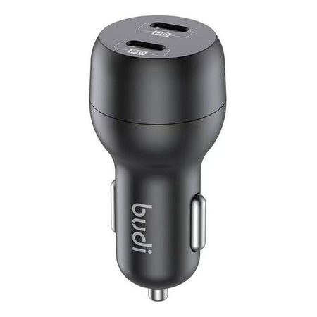 شارژر فندکی 20 وات دو پورت بودی مدل CC108RTLB به همراه کابل تبدیل USB-C به لایتنینگ