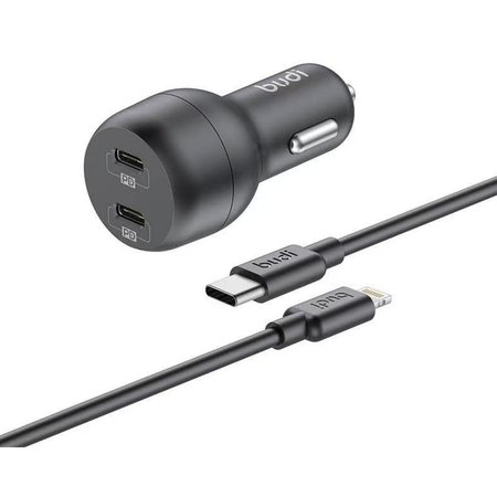 شارژر فندکی 20 وات دو پورت بودی مدل CC108RTLB به همراه کابل تبدیل USB-C به لایتنینگ