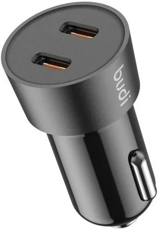 شارژر فندکی 33 وات بودی مدل CC622RTLB با دو خروجی USB-C و کابل شارژ USB-C به لایتنینگ