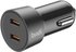 شارژر فندکی 33 وات بودی مدل CC622RTLB با دو خروجی USB-C و کابل شارژ USB-C به لایتنینگ
