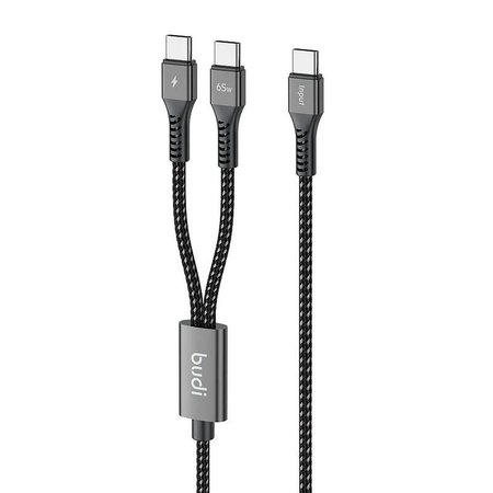 کابل تبدیل USB-C یک به دو بودی مدل DC210C2C12B توان 65 وات طول 1.2 متر