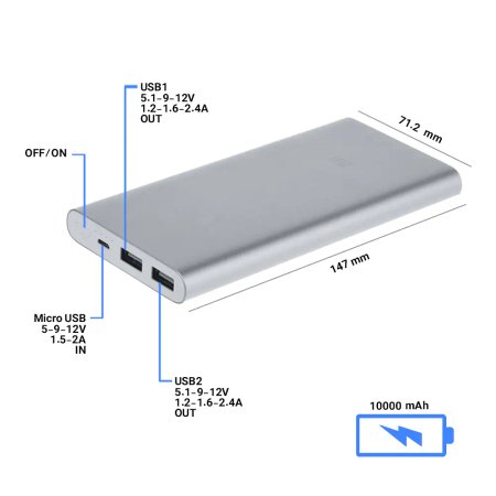 Xiaomi Power Bank 2 Fast Charging 2 Ports 10000mAh 