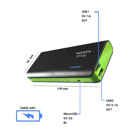 Adata PT100 10000mAh Power Bank